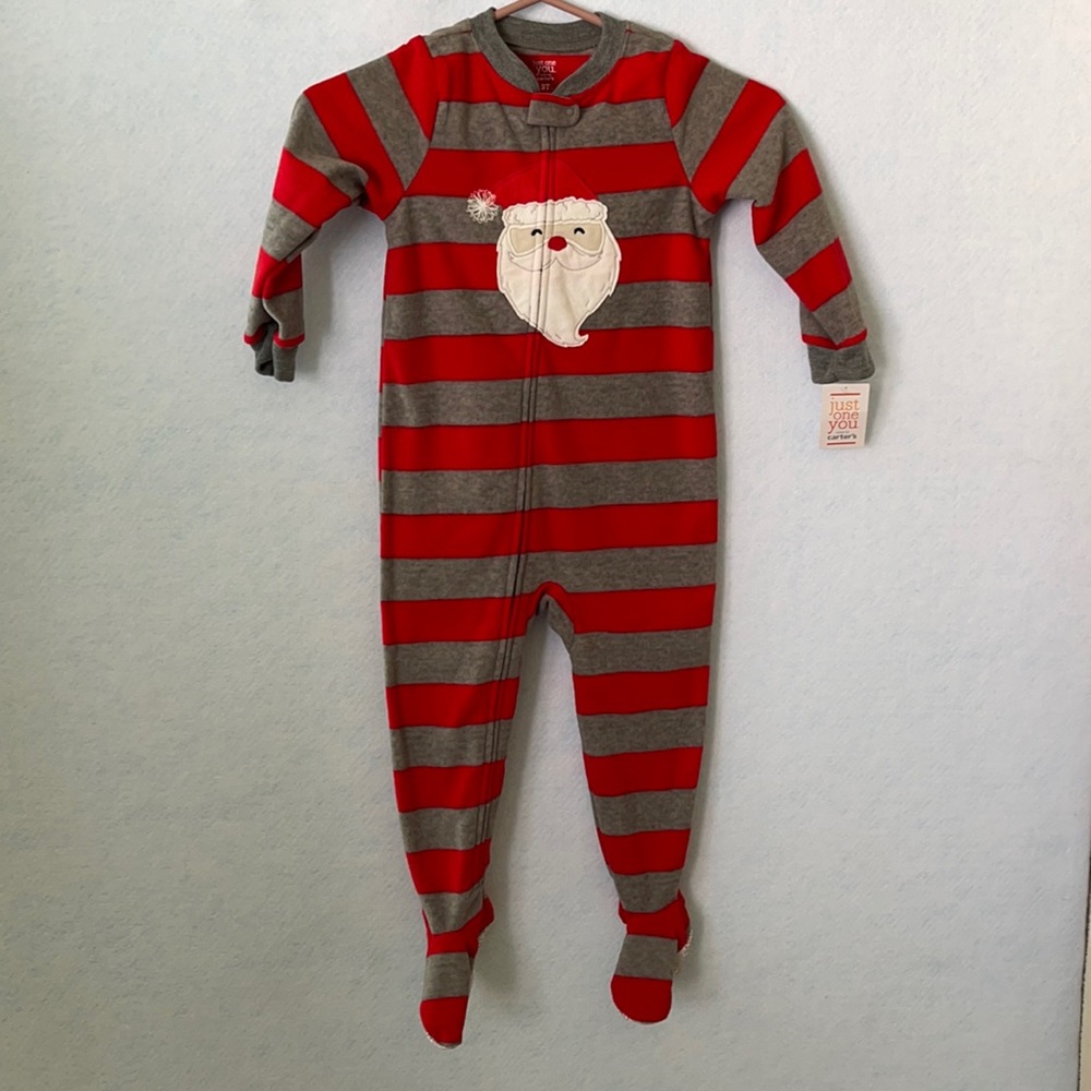 Carter’s Fleece Striped Santa Foot Pajamas